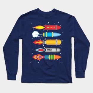 Retro space rockets sci fi science fiction universe Long Sleeve T-Shirt